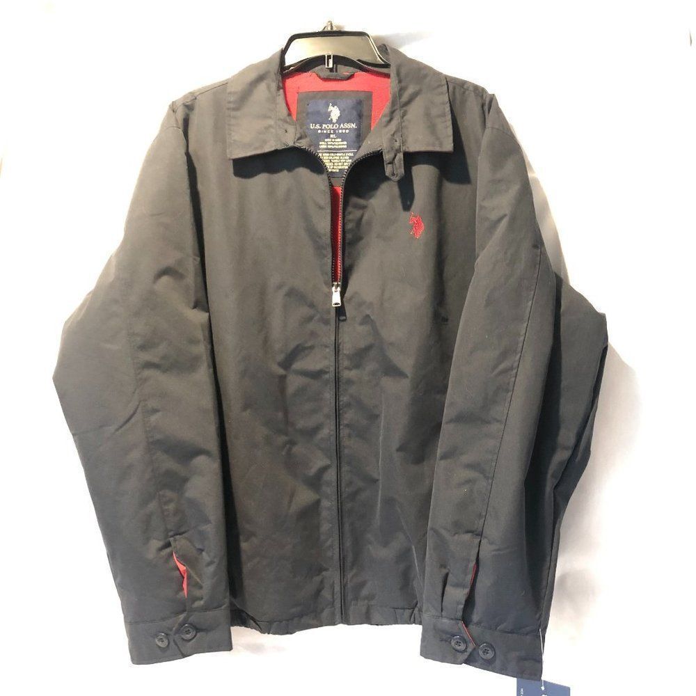 U.S. Polo Assn. Full-Zip Sports Jacket Black w/ Red Pony Men's Sz XL.   RB2